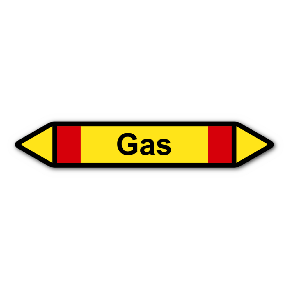 Rohrleitungskennzeichnung Gas, Etikett zum Aufkleben